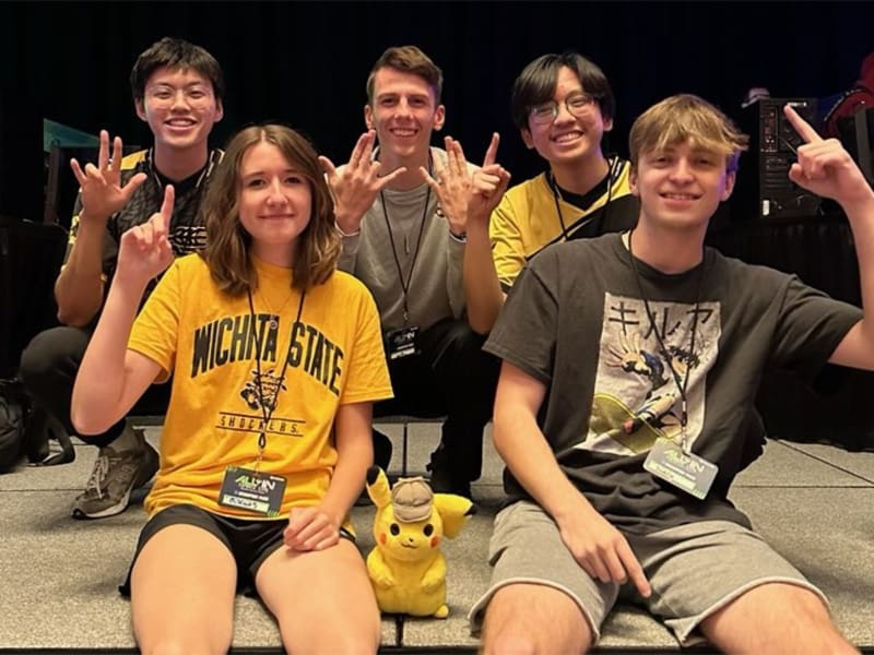 The Shocker Esports Valorant team poses after winning the ECAC National Championship
