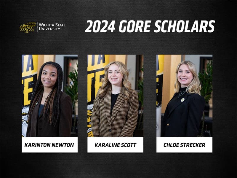 Photos of the 2024 Gore Scholars Karinton Newton, Karaline Scott, Chloe Strecker
