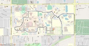 Map showing the 5k route on campus