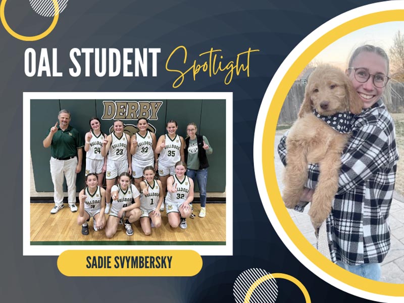 Photos of Sadie Svymbersky and the text OAL Student Spotlight