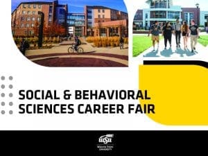 Social and Behavioral Sciences Career Fair graphic with photos of students and the Wichita State University logo.