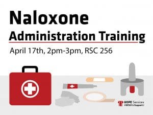 Naloxone Administration Training April 17th, 2pm-3pm, RSC 256