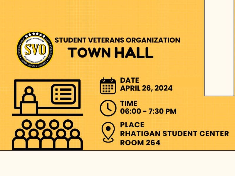 SVO Town Hall When: 25 April from 6pm-7:30pm Where: RSC Room 264