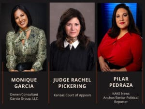 Flyer contains photos of the three panalist, left is Monique Garcia, middle picture is Judge Rachel Pickering and right is a picture of Pilar Pedraza
