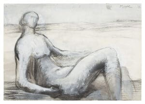 A drawing of a woman is portrayed