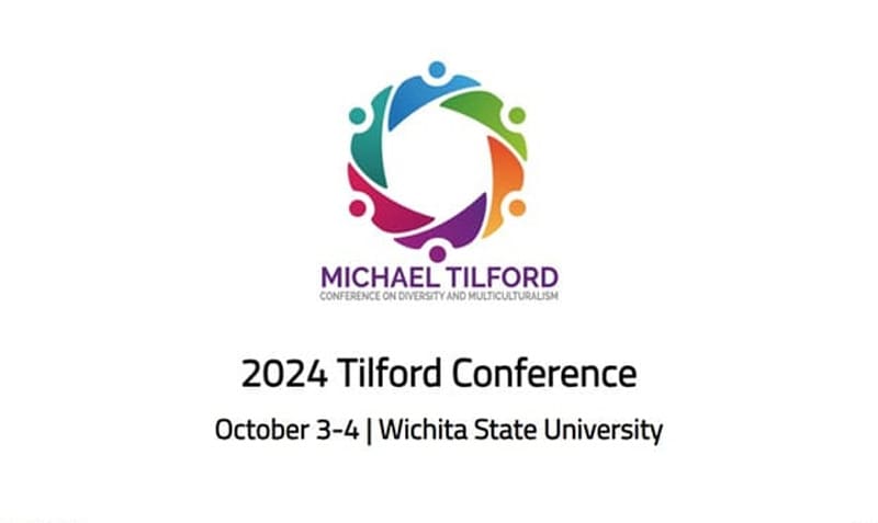 Multicolor circle with Conference Title, Date, Location, and Theme: 2024 Tilford Conference October 3-4 | Wichita State University The Harmony of Uniqueness: Advancing Higher Education through Prioritizing Cultural Innovation and Community Engagement