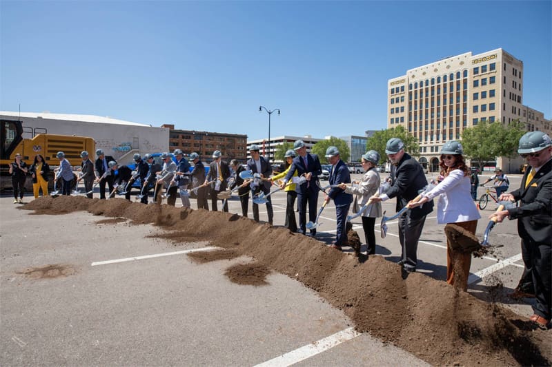 Leaders from across the State of Kansas break ground on the site of the Wichita Biomedical Campus