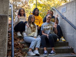 Students hanging out on campus