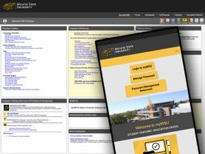 Mockup of the web and mobile versions of the myWSU redesign