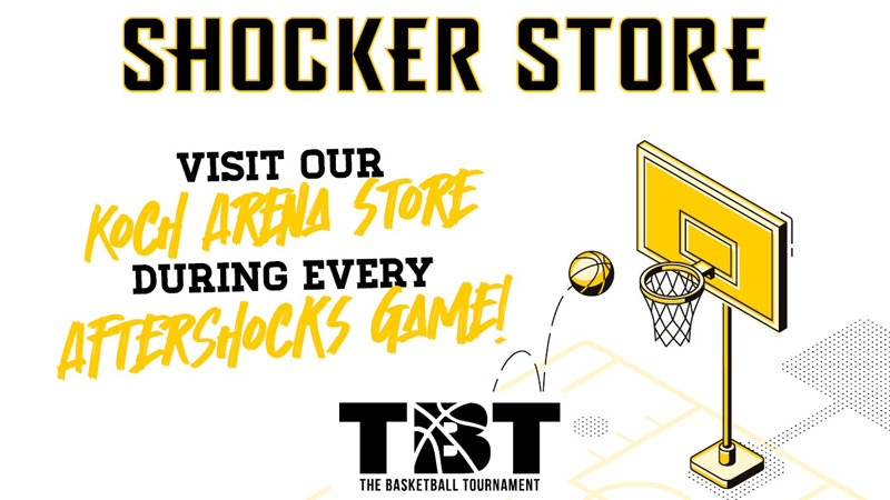 Shocker Store. Visit our Koch Arena store during every AfterShocks game! TBT The Basketball Tournament logo