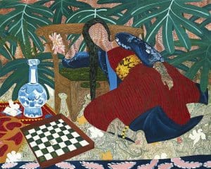A painting of a reclining woman