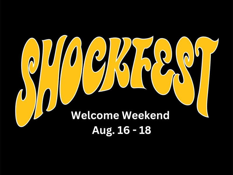 SHOCKFEST logo. Welcome Weekend Aug. 16-18