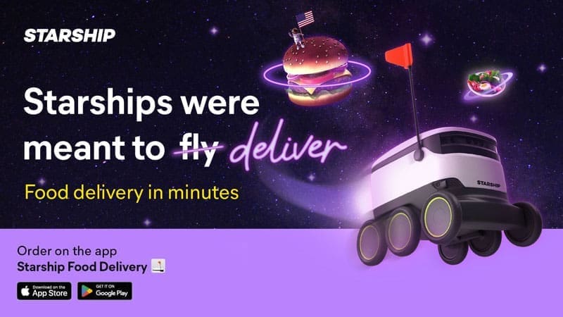 Starship. Starships were meant to fly deliver. Food delivery in minutes. Order on the app Starship Food Delivery