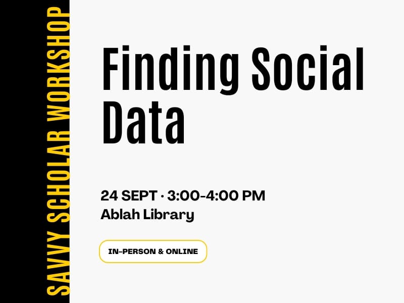 Finding Social Data, September 24, 3-4 PM, Ablah Library, In-person and online