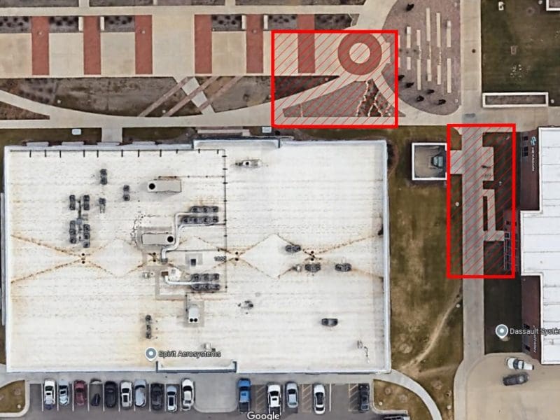 Map showing areas of sidewalk effected by construction.