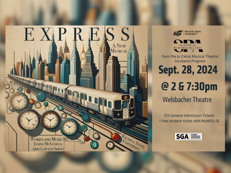 School of Performing Arts from the Jo Zakas Musical Theatre Incubator Program presents "Express" a new musical. Words and Music by Janine McGuire and Arri Lawton Simon. September 28th 2024 @ 2 and 7:30 pm in the Welsbacher Theatre