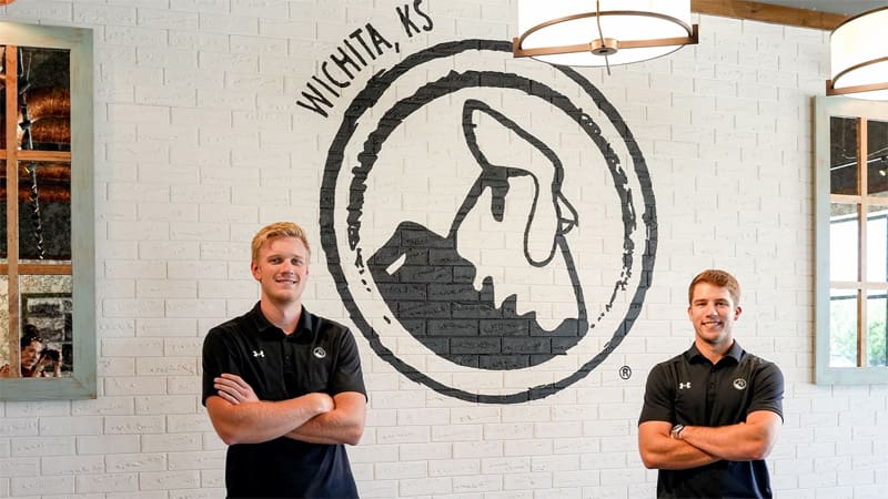 Barton School of Business graduates Jacob O’Connor and Jon Peterson, Wichita franchisees of Another Broken Egg Café.