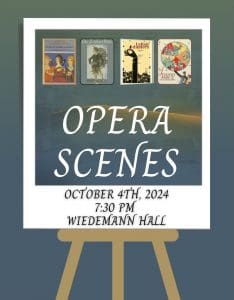 Easel with the titles of opera selections to be performed