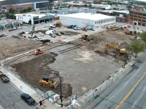 Aerial view of the Wichita Biomedical Campus construction site