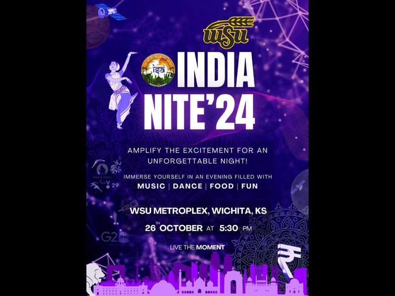 India Nite '24  Amplify the excitement for an unforgettable night!  Immerse yourself in an evening filled with: Music | Dance | Food | Fun  WSU Metroplex, Wichita, KS 26th October at 5:30 PM  Live the Moment