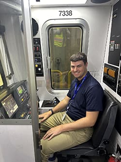 Braden Webb touring the public transit at his internship with the Washington Metropolitan Area Transit Authority.