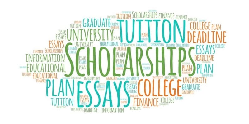 Wordcloud with the word "Scholarships" prominently featured in the center.