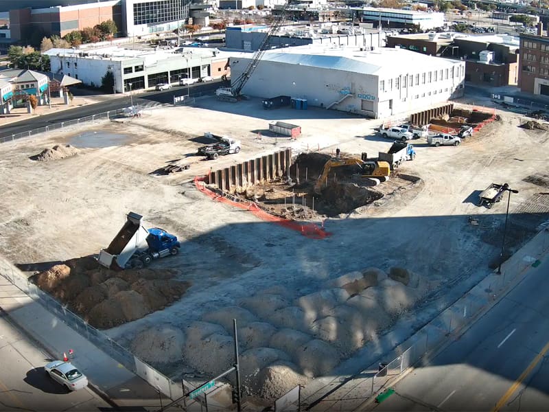 Overhead view of the construction of the Wichita Biomedical Campus