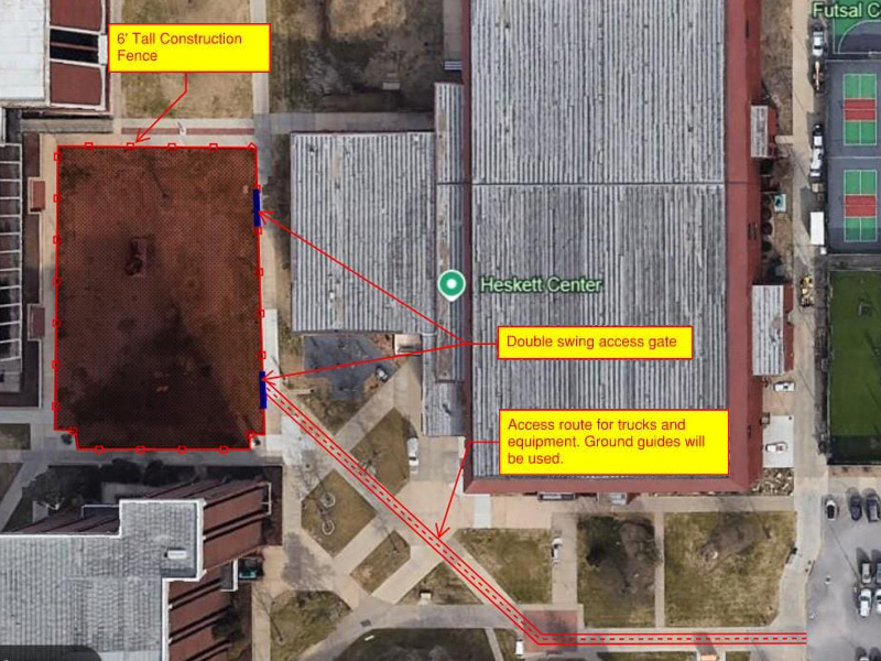 Map of pickleball court construction route