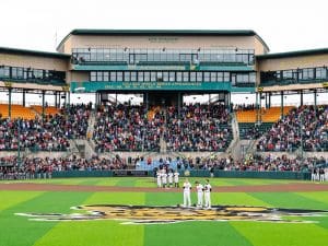 Fans fill the stands at Eck Stadium for a Shocker Baseball Game