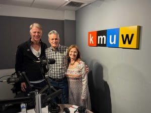President Rick Muma and First Gentleman Rick Case with Debra Fraser in the KMUW set.