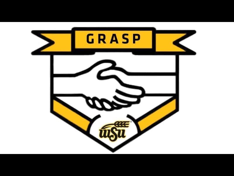 Banner stating "GRASP" above two hands shaking, below the hands is WSU logo