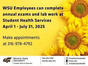 WSU employees can complete annual exams and lab work at SHS.