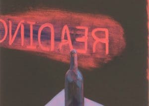 A painting of a sign that says, "Readings."