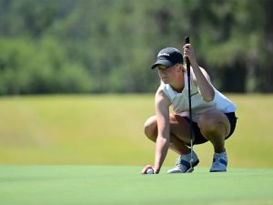 Tilma sets up a putt at the AAC Championship