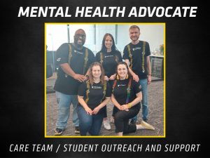 "Mental Health Advocate: CARE Team/Student Outreach and Support" and a photo of the teams in their Suspenders4Hope T-shirts