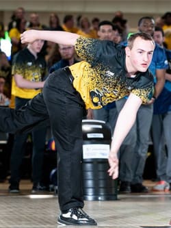 Spencer Robarge sends a bowl down the lane