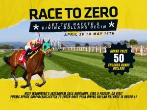 Race to Zero. Let the Race to 0 Dining Dollars Begin. April 28 to May 14. Grand Prize- 50 Shocker Bonus Dollars. Visit WSU Dining's Instagram Sale Highlight, find a poster or visit forms.office.com/r/XUIZJ6TZH to enter once your dining dollar balance is under $1