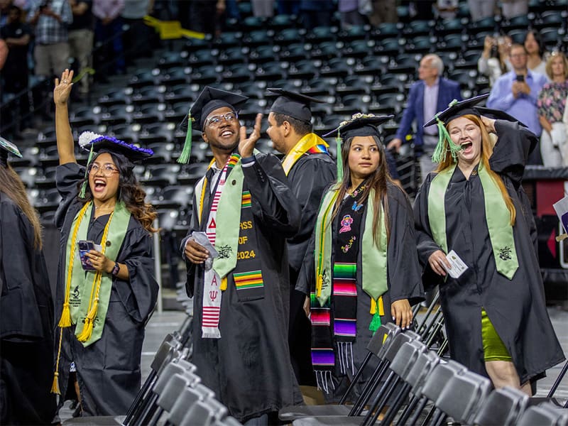 Students celebrating at commencement