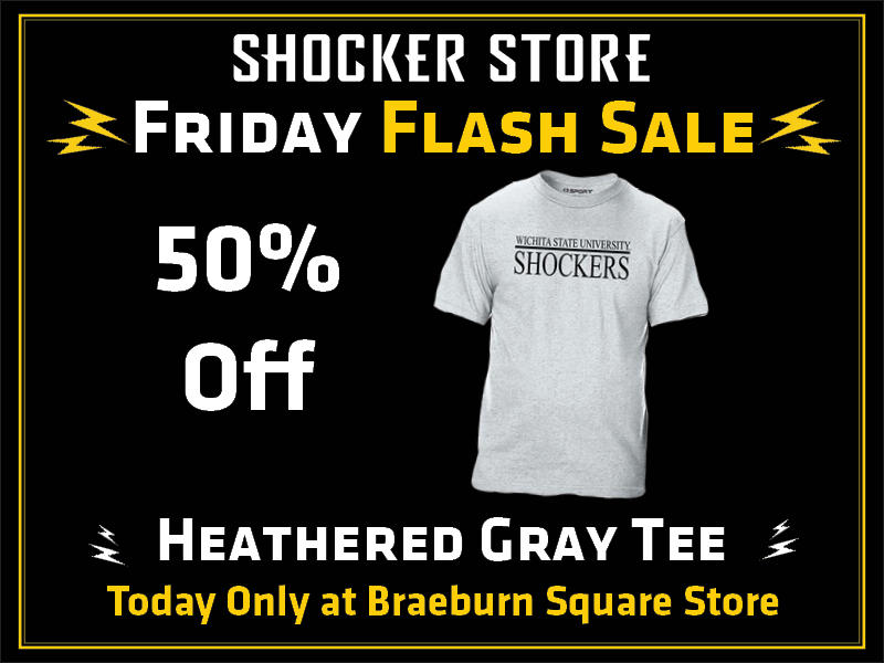 Shocker Store. Friday Flash Sale. 50% Off. Heathered Gray Tee. Today Only at Braeburn Square Store