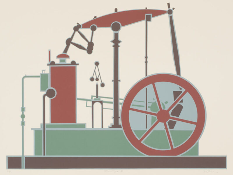 An imaginary machine is depicted in this print by Lee Adler.