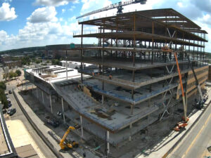 A screenshot from the Wichita Biomedical Campus construction livestream