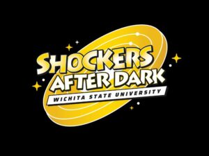 "Shockers After Dark Wichita State University" full color logo. Rings and stars with wording on top.