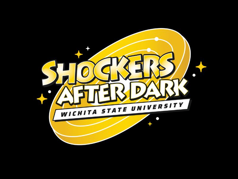 "Shockers After Dark Wichita State University" full color logo. Rings and stars with wording on top.