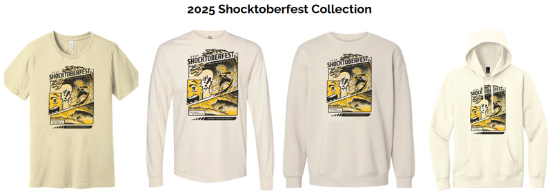 2025 Shocktoberfest fan collection with designs for each article of clothing
