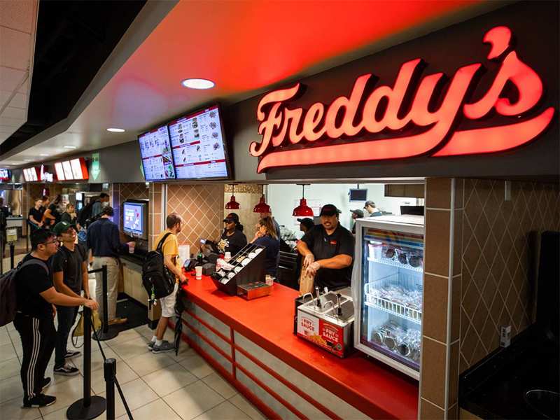 Students order food at the RSC food court