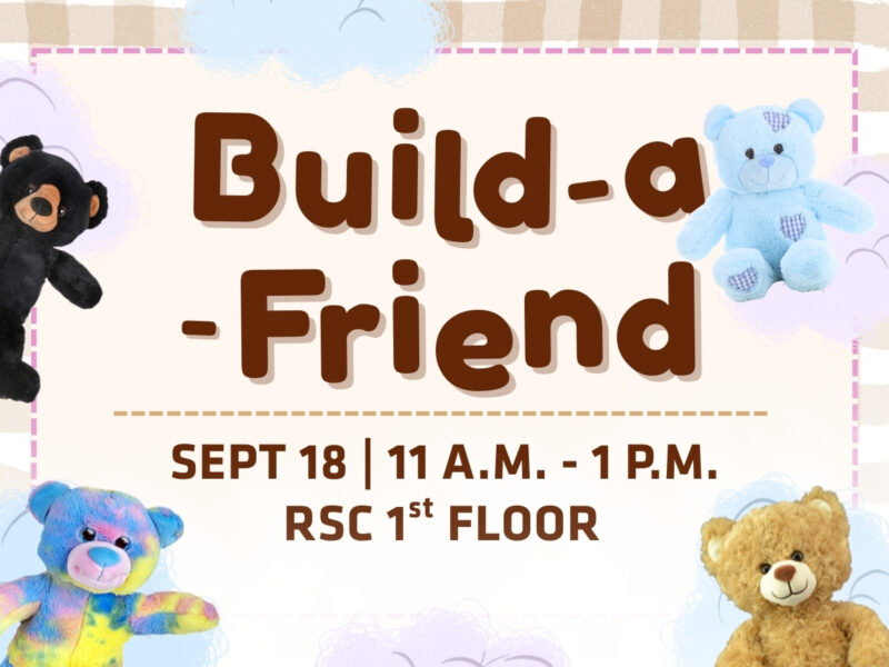 Stop by to DIY your own Shocker themed best friend. Pick out your bear plush, give it a little stuffing, and top it off with a perfectly petite SAC T-Shirt. This event is exclusive to WSU Students, limit one per student. Available while supplies last. This event is coordinated by the Student Activities Council. For questions about this event call (316) 978-3022 or email sac@wichita.edu. For more events like this visit www.wichita.edu/sac 