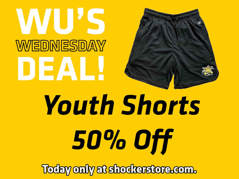 Wu's Wednesday Deal! Youth Shorts, 50% off. Today only at shockerstore.com