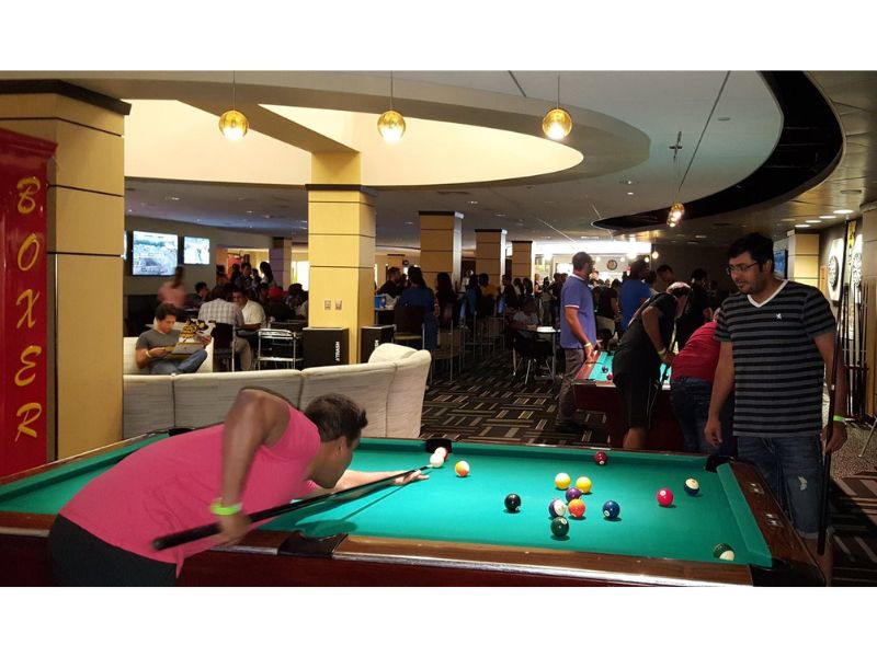 Students playing pool