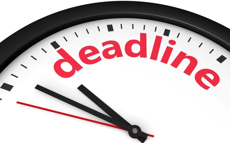 clock face with deadline text