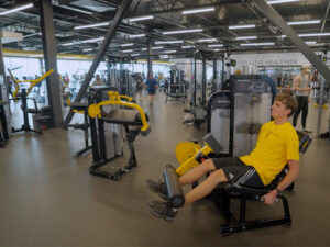 Students workout in the Steve Clark YMCA on campus
